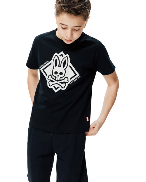 T-SHIRT PSYCHO BUNNY PARA NIÑO COLOR NEGRO KT0200184001