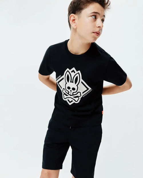 T-SHIRT PSYCHO BUNNY PARA NIÑO COLOR NEGRO KT0200188001