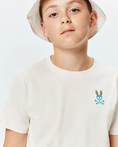 T-SHIRT PSYCHO BUNNY PARA NIÑO COLOR BLANCO KT0200190250