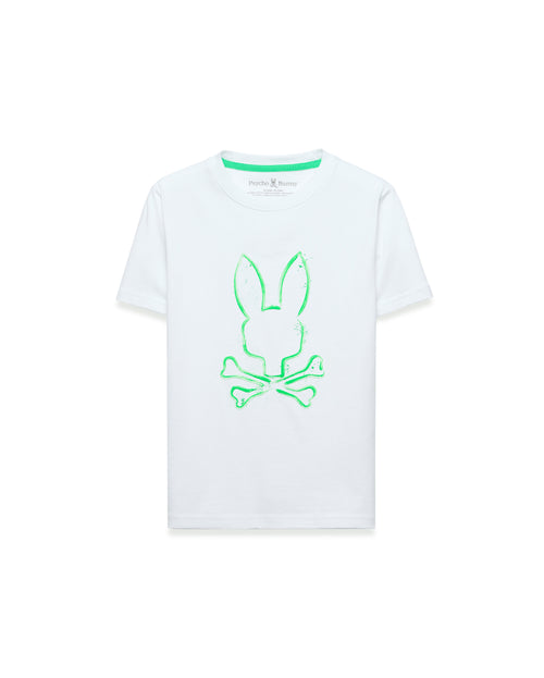 T-SHIRT PSYCHO BUNNY PARA NIÑO COLOR BLANCO KT0200197100