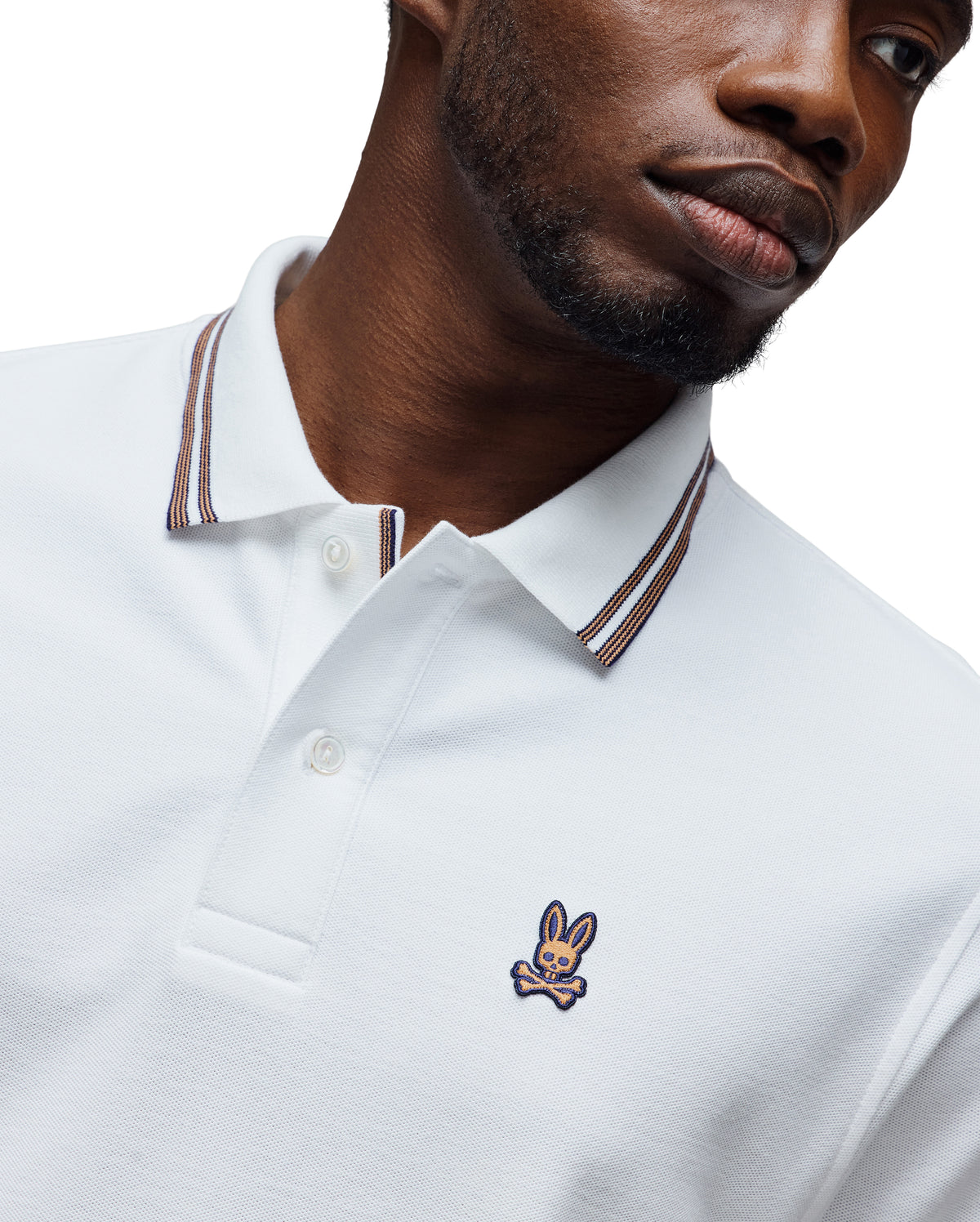 POLO M/C PSYCHO BUNNY PARA HOMBRE COLOR BLANCO MT0100178100