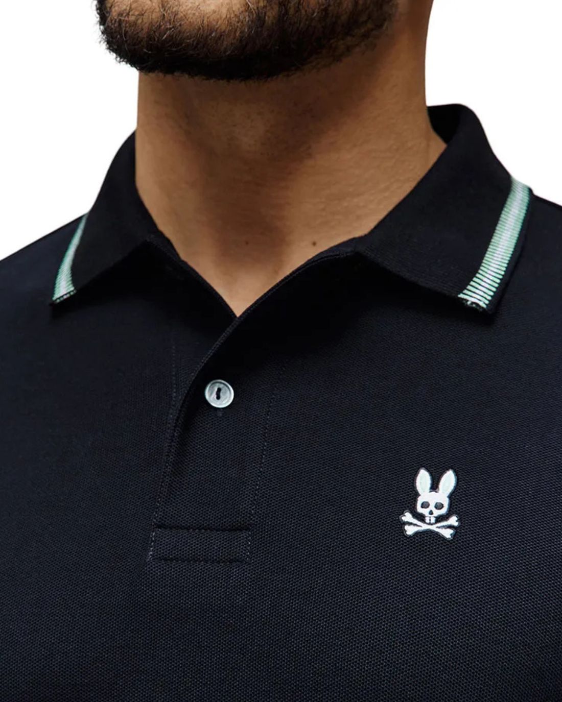POLO M/C PSYCHO BUNNY PARA HOMBRE COLOR NEGRO MT0100121001