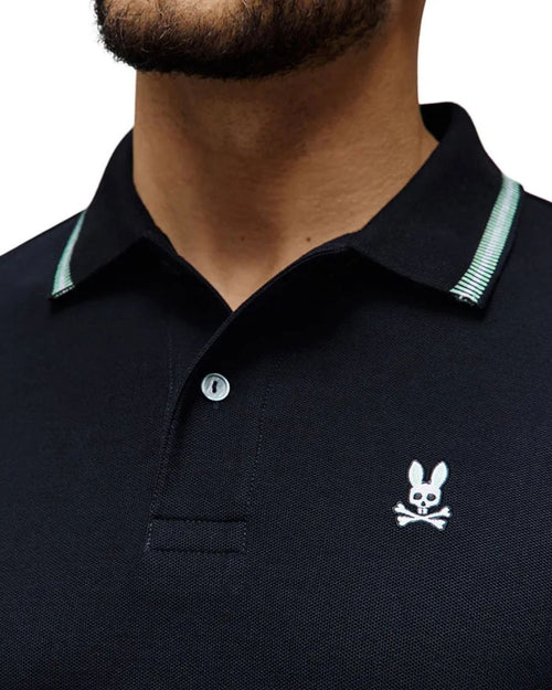 POLO M/C PSYCHO BUNNY PARA HOMBRE COLOR NEGRO MT0100121001