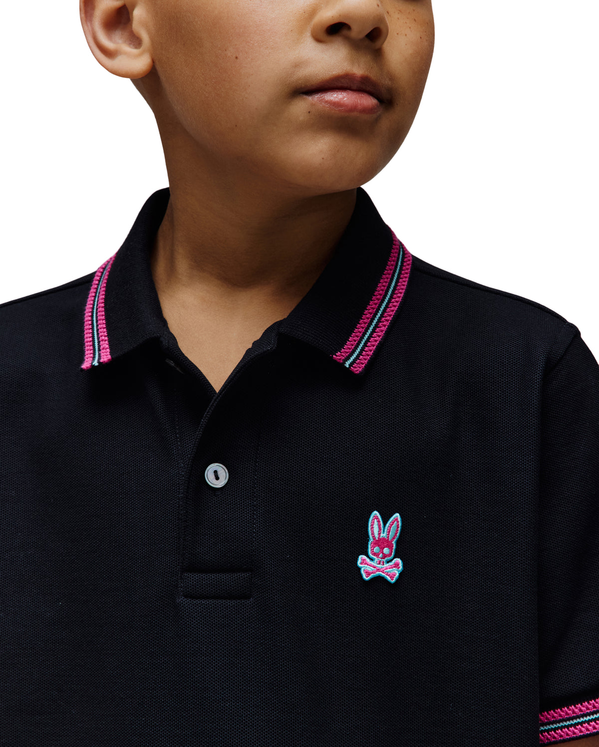 POLO M/C PSYCHO BUNNY PARA NIÑO COLOR NEGRO KT0100082001
