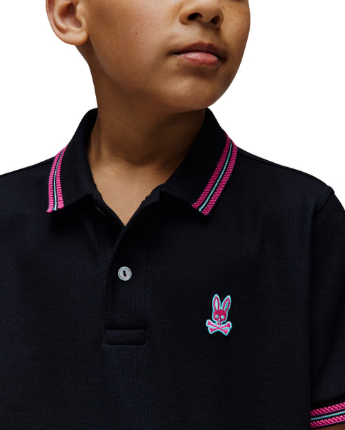 POLO M/C PSYCHO BUNNY PARA NIÑO COLOR NEGRO KT0100082001