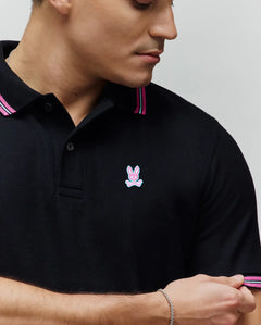 POLO M/C PSYCHO BUNNY PARA HOMBRE COLOR NEGRO MT0100127001