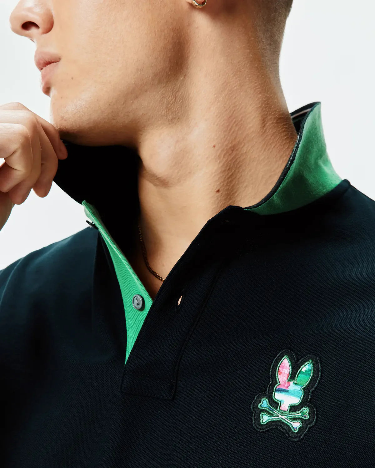 POLO M/C PSYCHO BUNNY PARA HOMBRE COLOR NEGRO MT0100186001