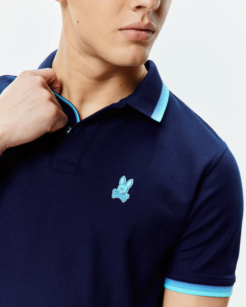 POLO M/C PSYCHO BUNNY PARA HOMBRE COLOR AZUL MT0100184402