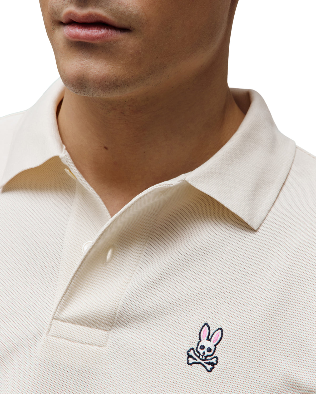 POLO M/C PSYCHO BUNNY PARA HOMBRE COLOR BLANCO B6K001F200250