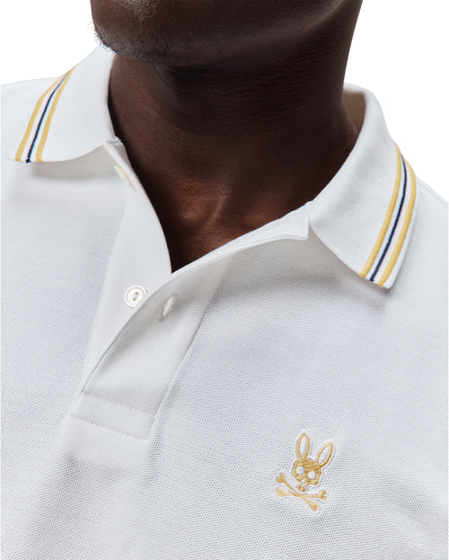 POLO M/C PSYCHO BUNNY PARA HOMBRE COLOR BLANCO MT0100172100