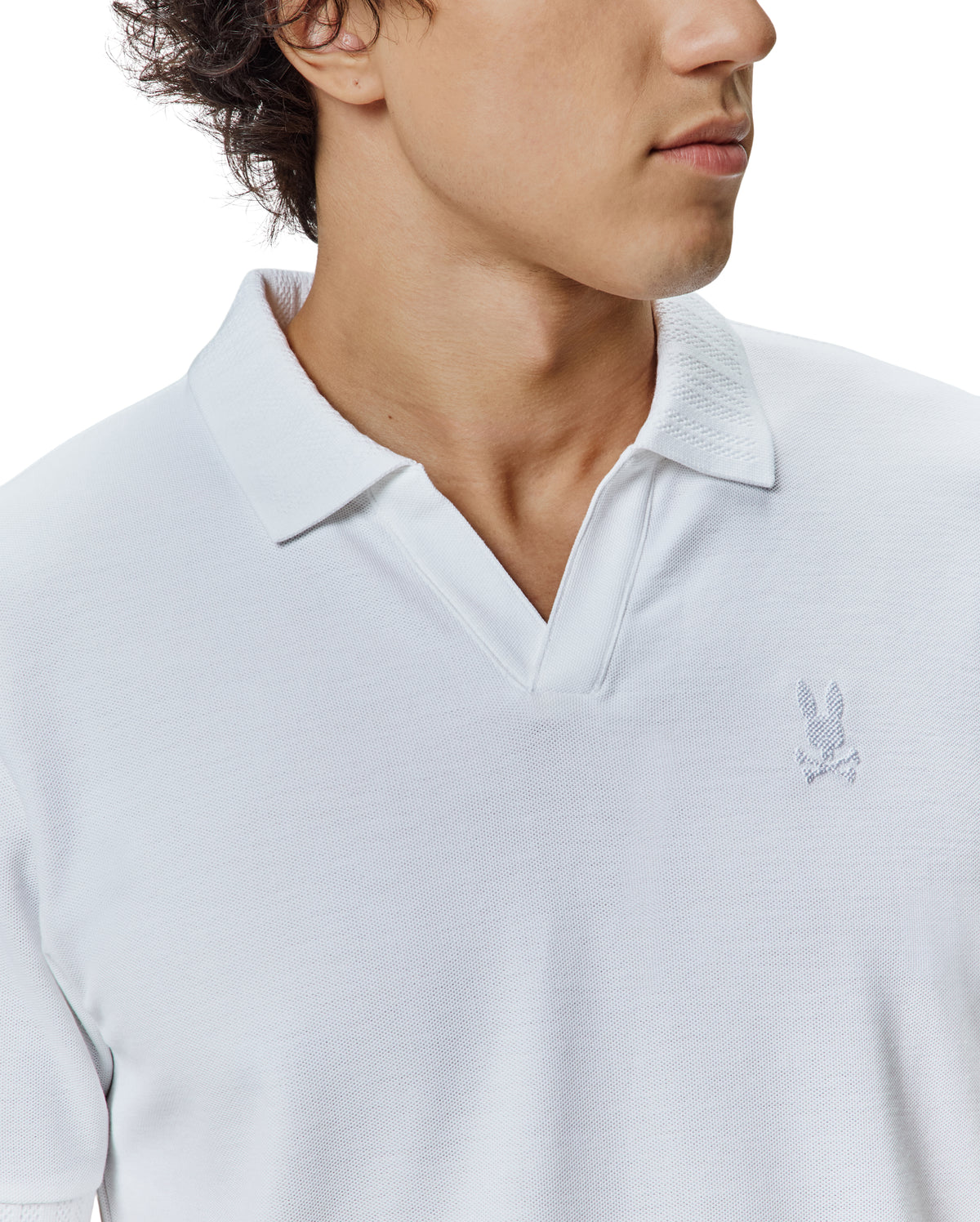 POLO M/C PSYCHO BUNNY PARA HOMBRE COLOR BLANCO MT0100180100