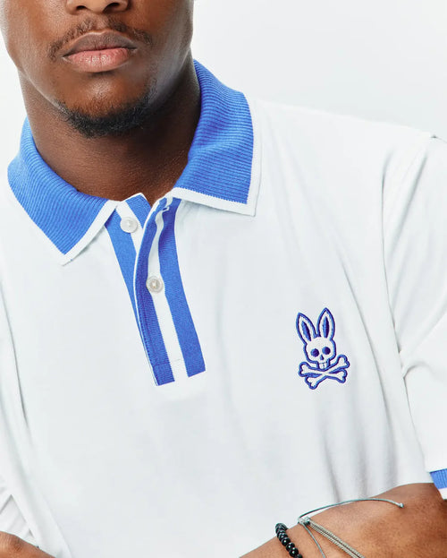 POLO M/C PSYCHO BUNNY PARA HOMBRE COLOR BLANCO MT0100192100