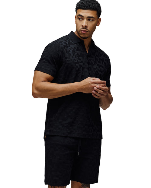 PSYCHO BUNNY POLO JERSEY JACQUARD JOSH PARA CABALLERO HOMBRE NEGRO MT0100144001