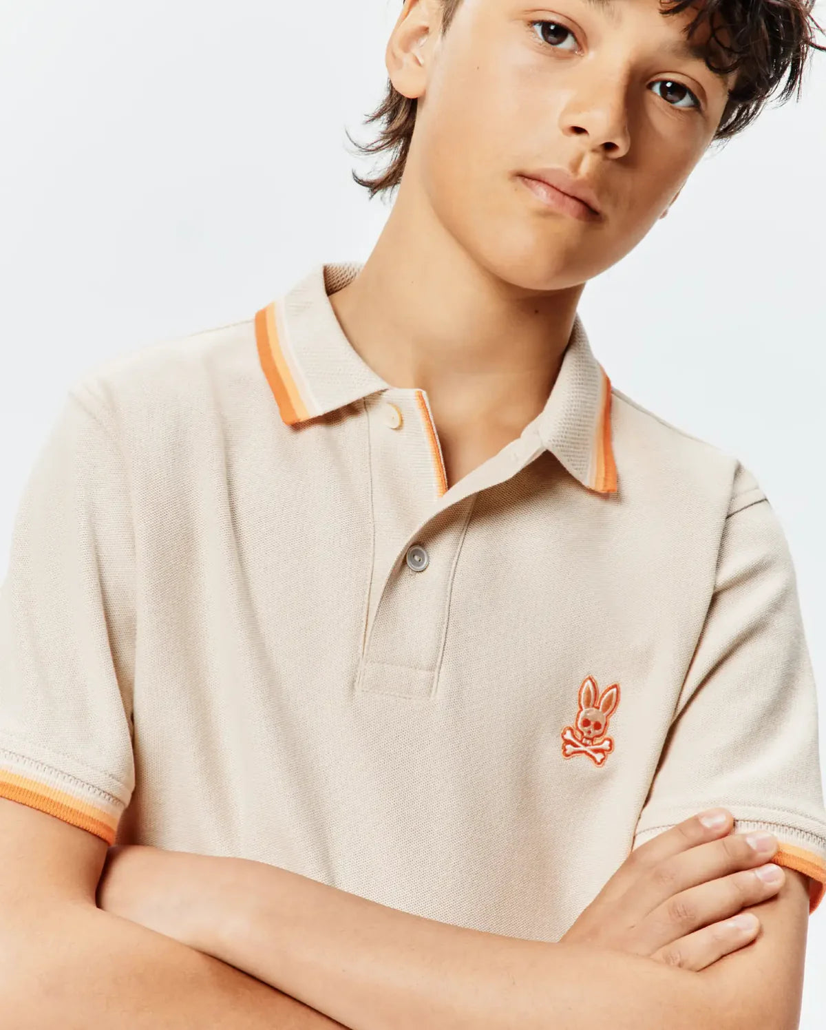 POLO M/C PSYCHO BUNNY PARA NIÑO COLOR BEIGE KT0100100254
