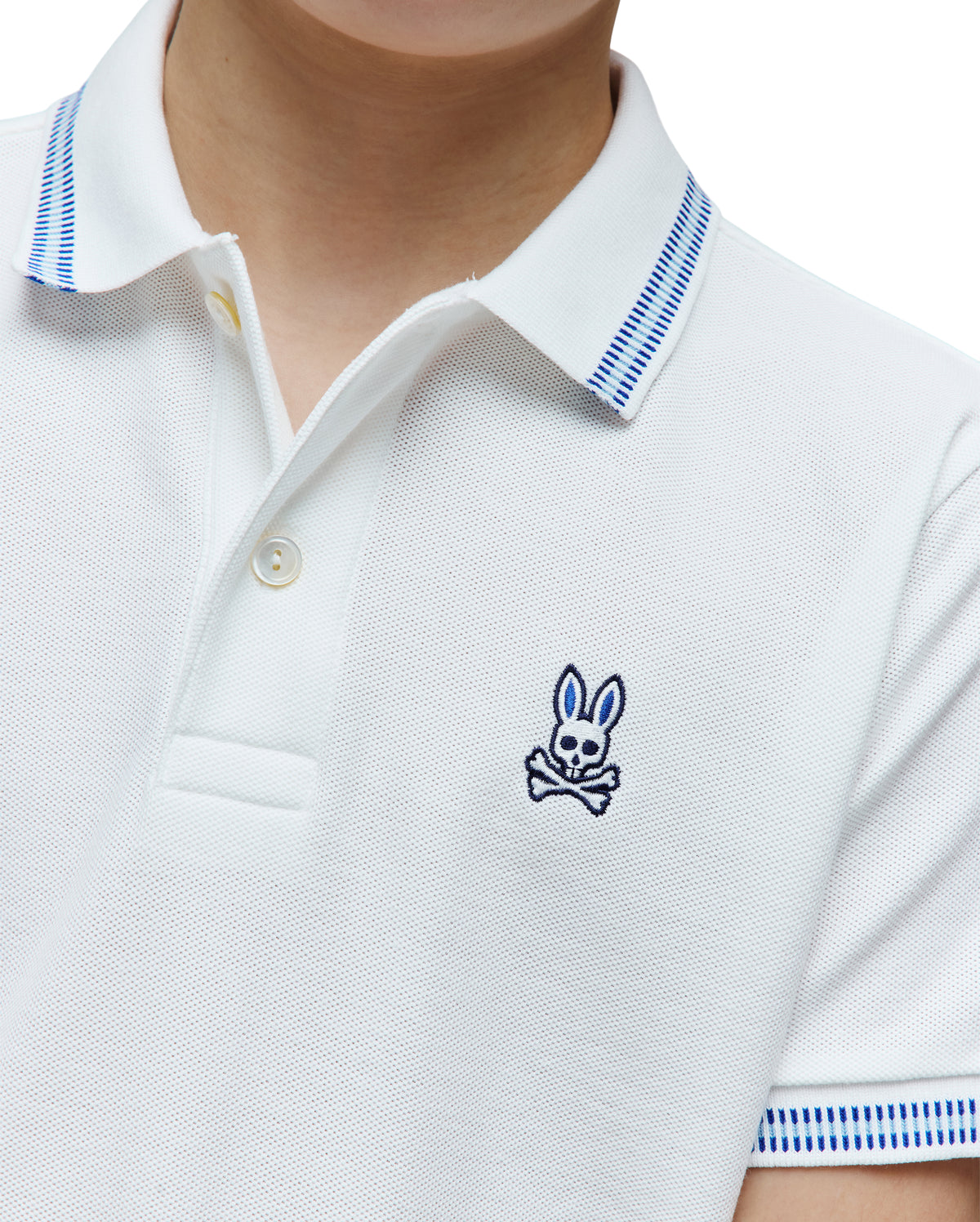 POLO M/C PSYCHO BUNNY PARA NIÑO COLOR BLANCO KT0100078100