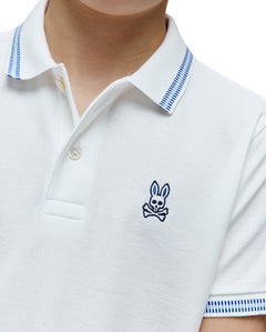 POLO M/C PSYCHO BUNNY PARA NIÑO COLOR BLANCO KT0100078100