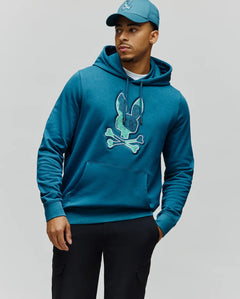 PSYCHO BUNNY SUDADERA CON CAPUCHA CON LOGO BORDADO PIXELADO OLIVIER PARA CABALLERO HOMBRE AZUL MT0500141406