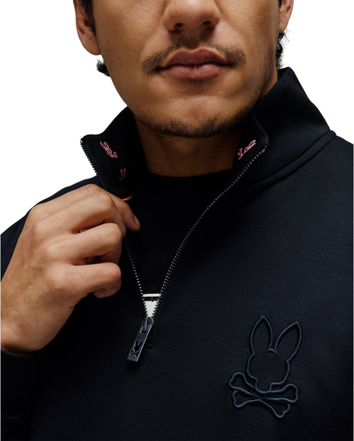 PSYCHO BUNNY SUDADERA CON 1/4 DE CREMALLERA NEV PARA CABALLERO HOMBRE NEGRO c