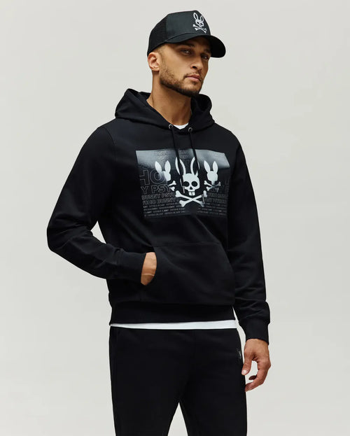 PSYCHO BUNNY SUDADERA CON CAPUCHA JARVOS PARA CABALLERO HOMBRE NEGRO MT0500168001