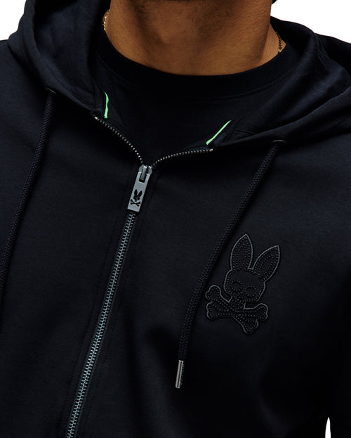 PSYCHO BUNNY SUDADERA CON CAPUCHA Y CREMALLERA BARRY PARA CABALLERO HOMBRE NEGRO MT0500176001