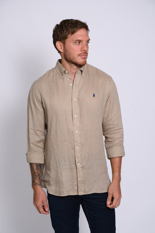 RALPH LAUREN CAMISA MANGA LARGA HOMBRE BEIGE