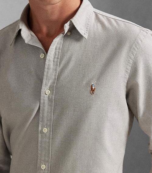 ralph lauren camisa manga larga hombre gris