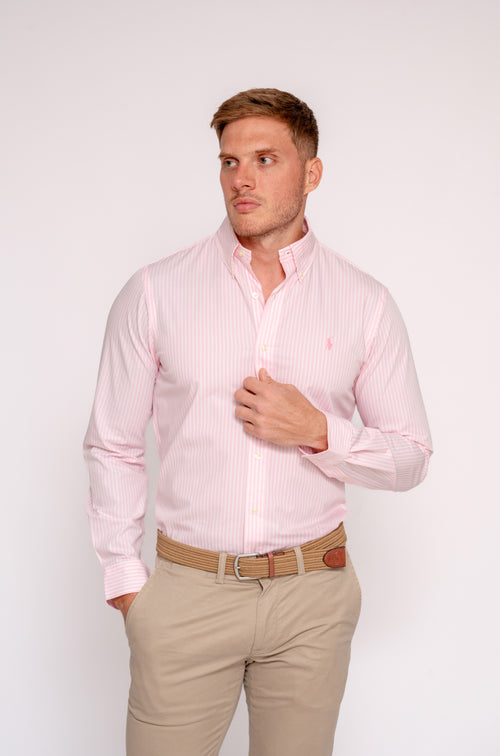 RALPH LAUREN CAMISA MANGA LARGA HOMBRE ROSADO