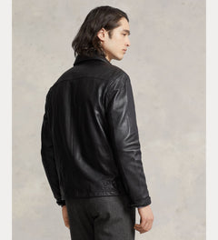 ralph lauren chaqueta de cuero hombre negro