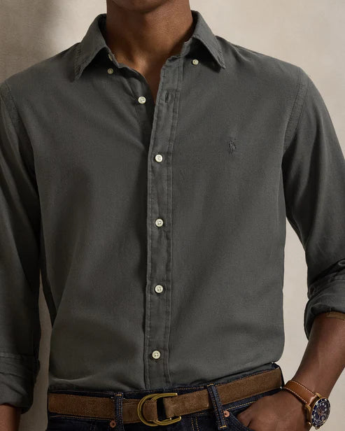 Camisa Cubdppcs-Long Sleeve-Sport Shirt Ralph Lauren Para Hombre De Color Gris