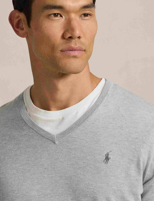 Sueter Ls Sf Vn Pp-Long Sleeve-Sweater Ralph Lauren Para Hombre De Color Gris