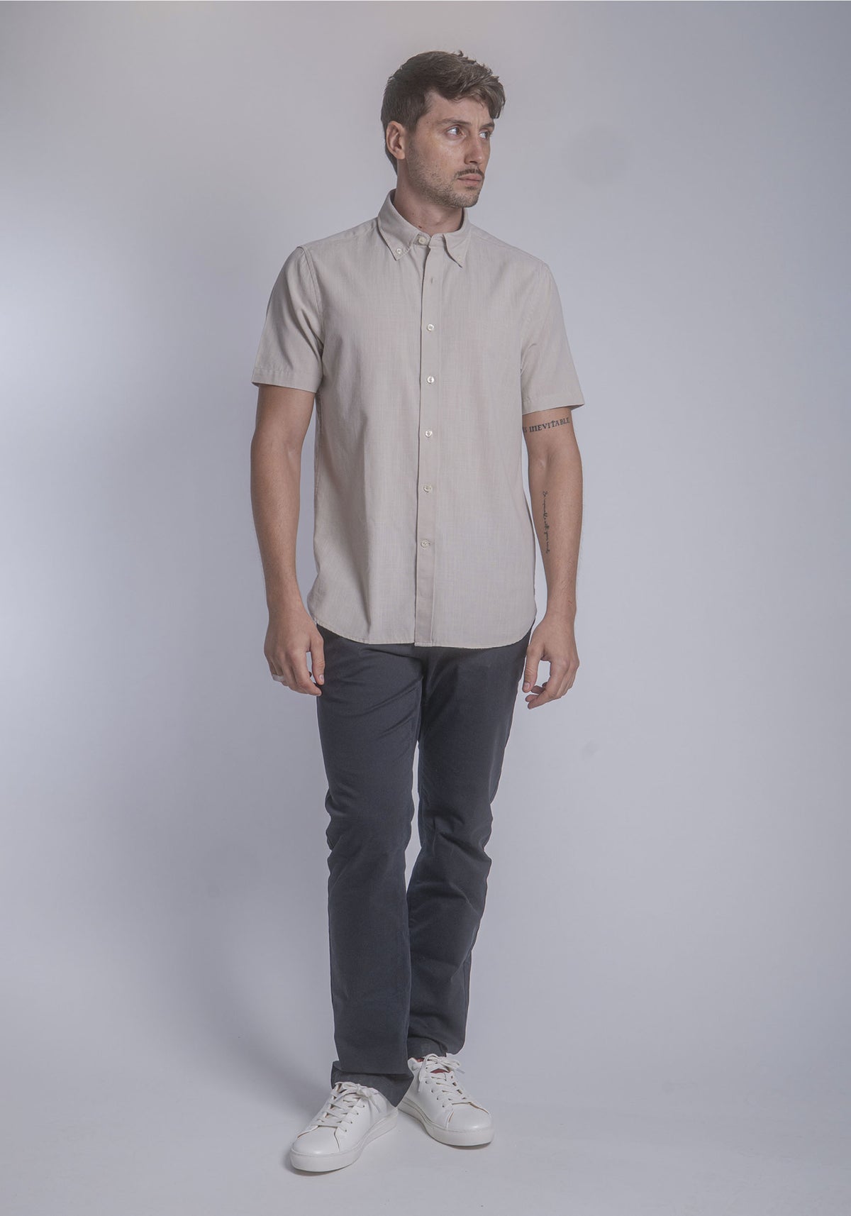 CARVEN CAMISA M/C HOMBRE BEIGE CVK02199BG