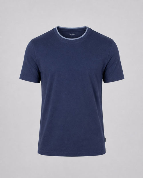 T-Shirt P/H M/C Carven Para Hombre Color Azul Cv-Z30-333-Nv