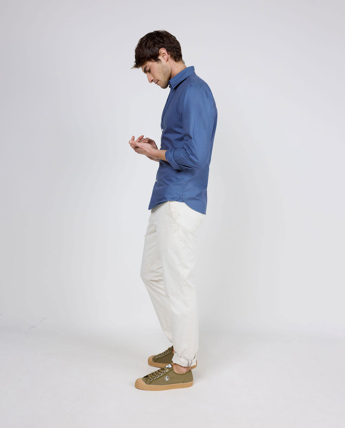 Camisa Algodón Garment Dyed EL GANSO HOMBRE AZUL