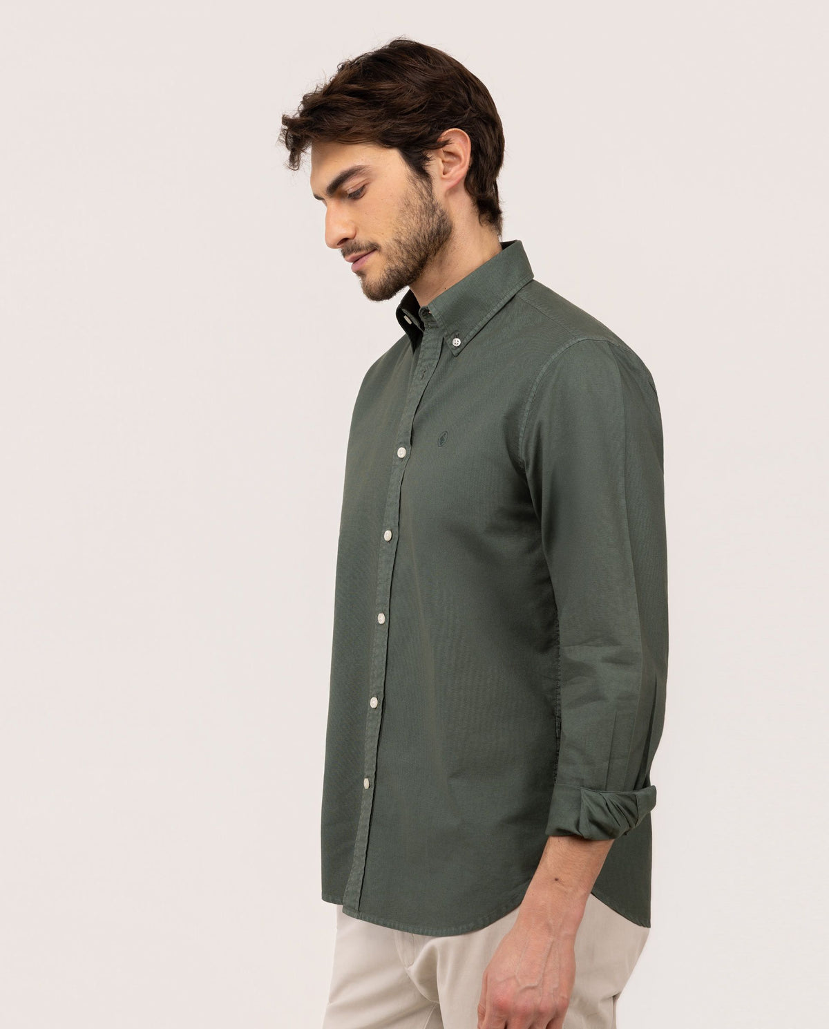 Camisa Algodón Garment Dyed EL GANSO HOMBRE VERDE