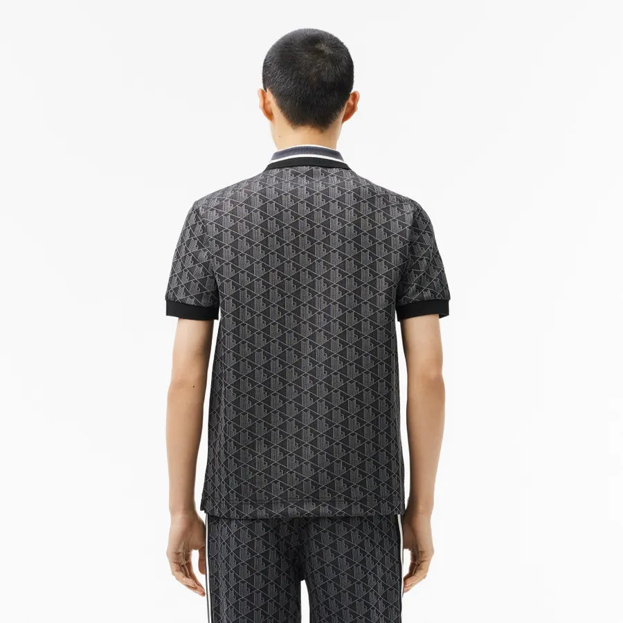 LACOSTE DH14174PC POLO CON MONOGRAMA EN JACQUAR CLASICO BLACK