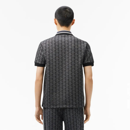 LACOSTE DH14174PC POLO CON MONOGRAMA EN JACQUAR CLASICO BLACK