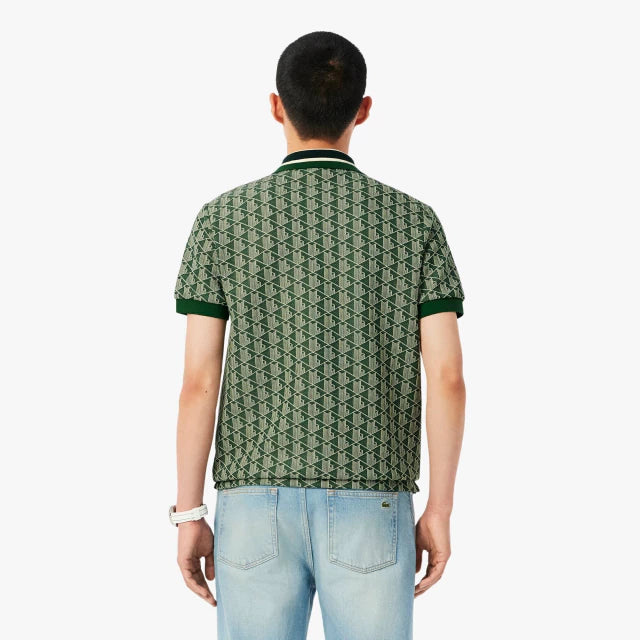 LACOSTE DH1417D1R POLO CON MONOGRAMA EN JACQUAR CLASICO GREEN