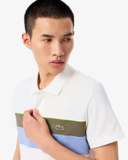 LACOSTE PH59189IV POLO MINIPIQUE COLOR BLOCK FIT WHITE