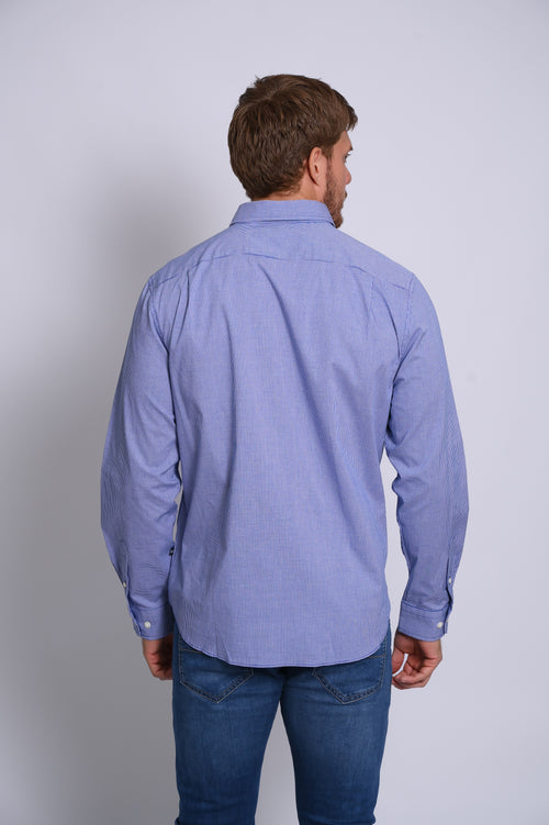 NAUTICA CAMISA MANGA LARGA DE HOMBRE AZUL