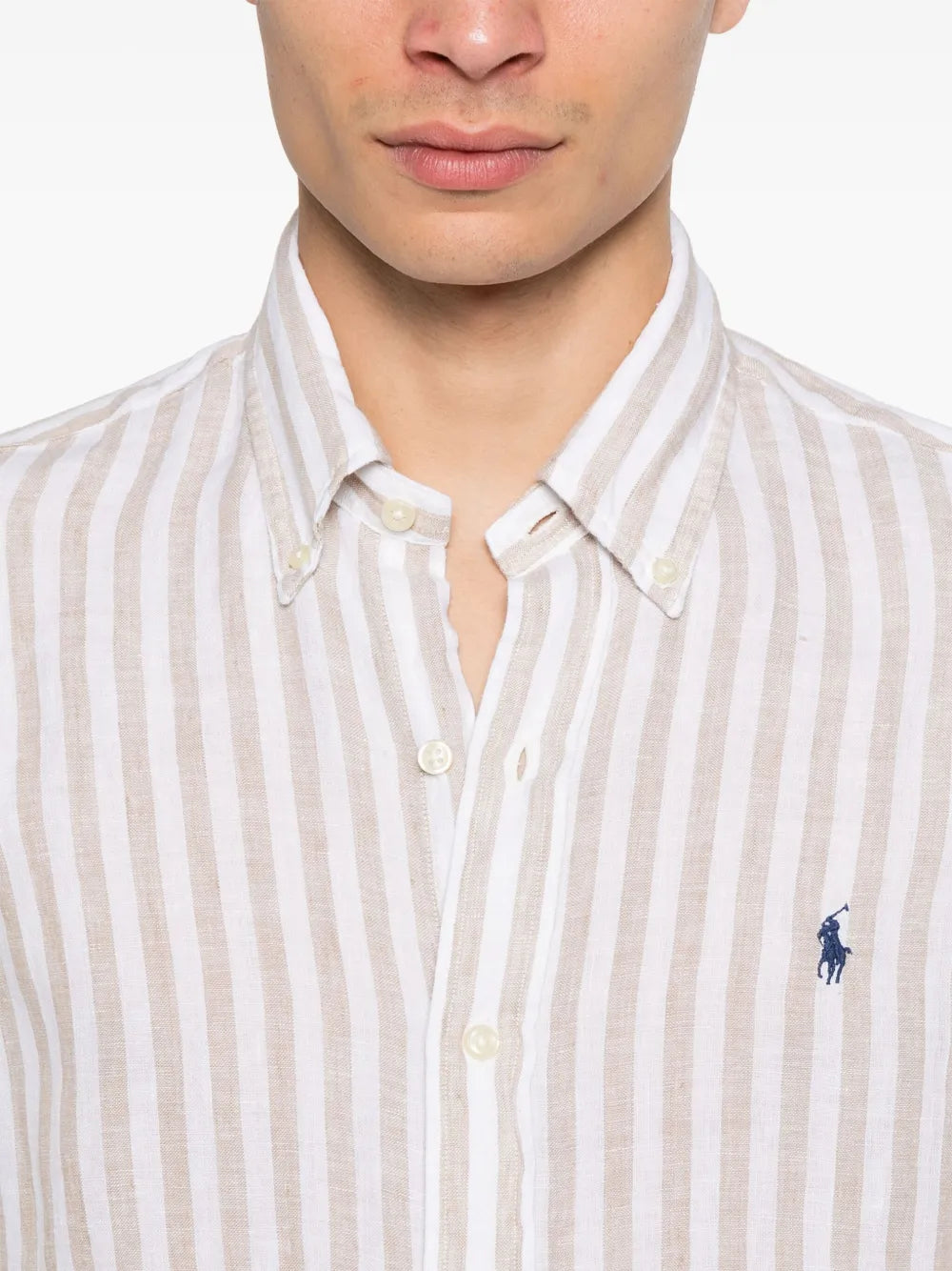 CAMISA M/L RALPH LAUREN HOMBRE 5138C COASTAL BEIGE/WHITE 710969636002