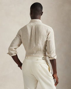 CAMISA M/L RALPH LAUREN HOMBRE 52F COSTAL BEIGE/WHITE 710P07024003