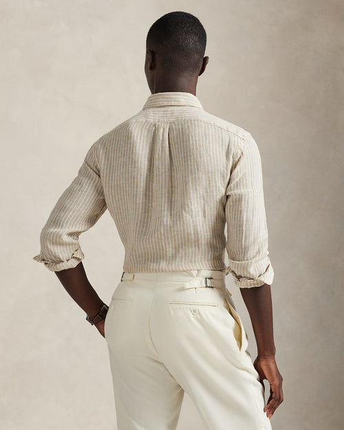 CAMISA M/L RALPH LAUREN HOMBRE 52F COSTAL BEIGE/WHITE 710P07024003
