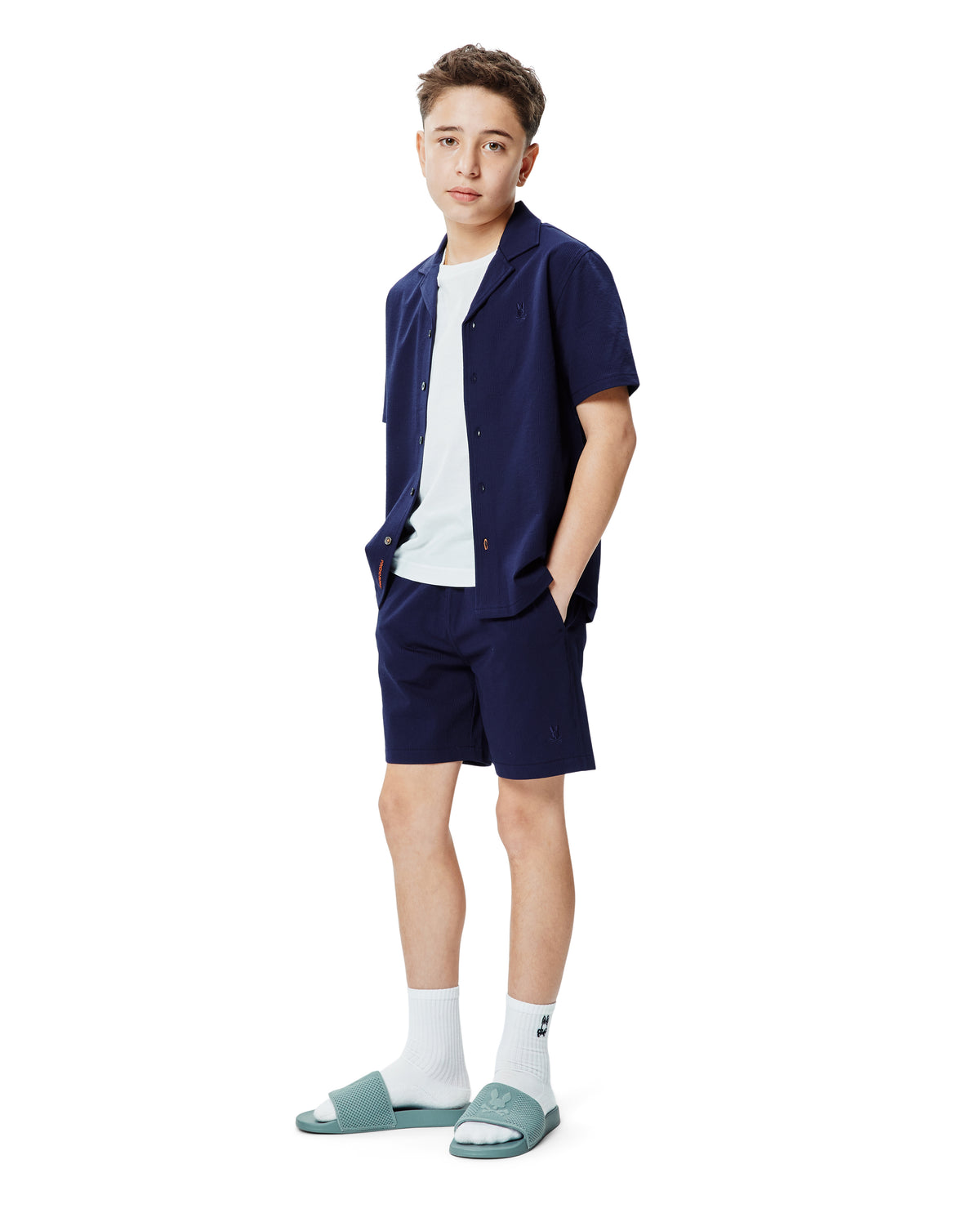 CAMISA M/C PSYCHO BUNNY PARA NIÑO COLOR AZUL KT0300004402