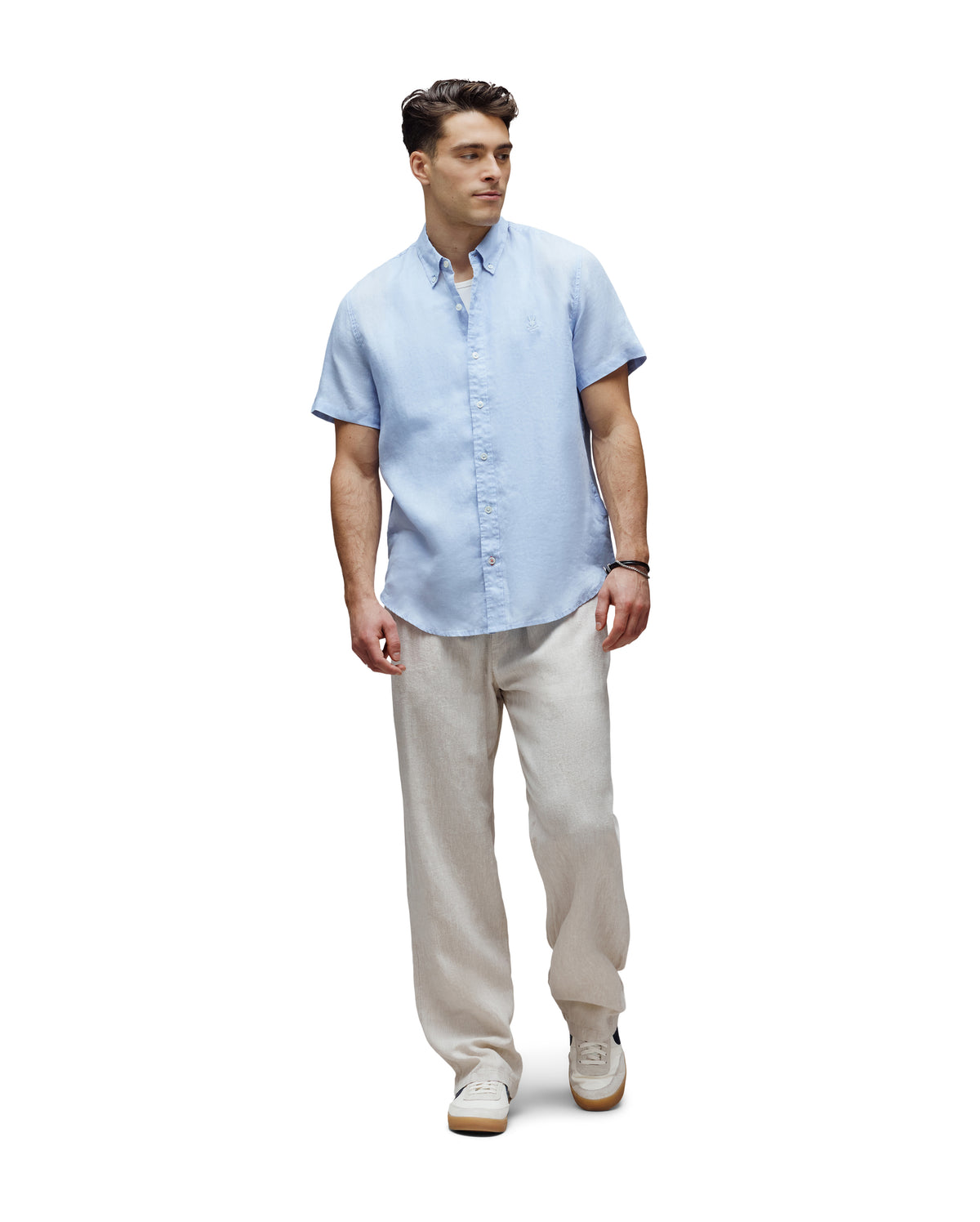 CAMISA M/C PSYCHO BUNNY PARA HOMBRE COLOR AZUL B6Q679C200429