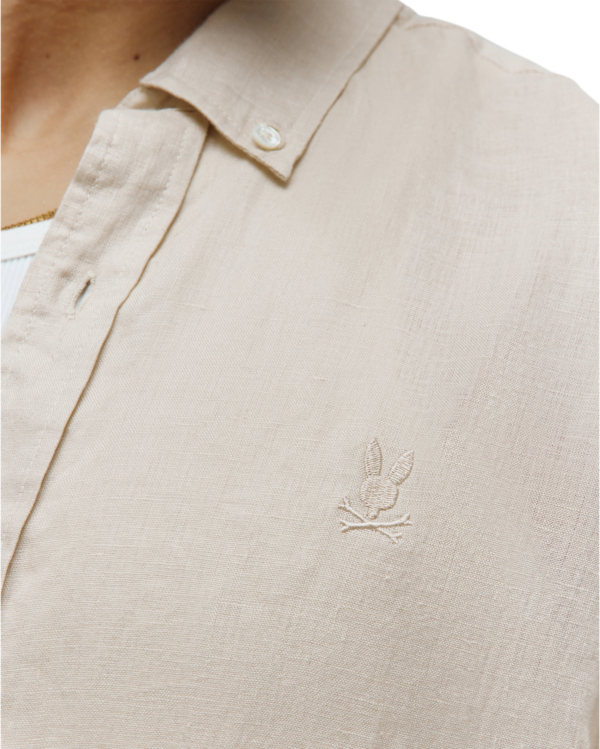 PSYCHO BUNNY CAMISA MANGA LARGA DE LINO ALDINE PARA CABALLERO HOMBRE BEIGE B6C678C200254