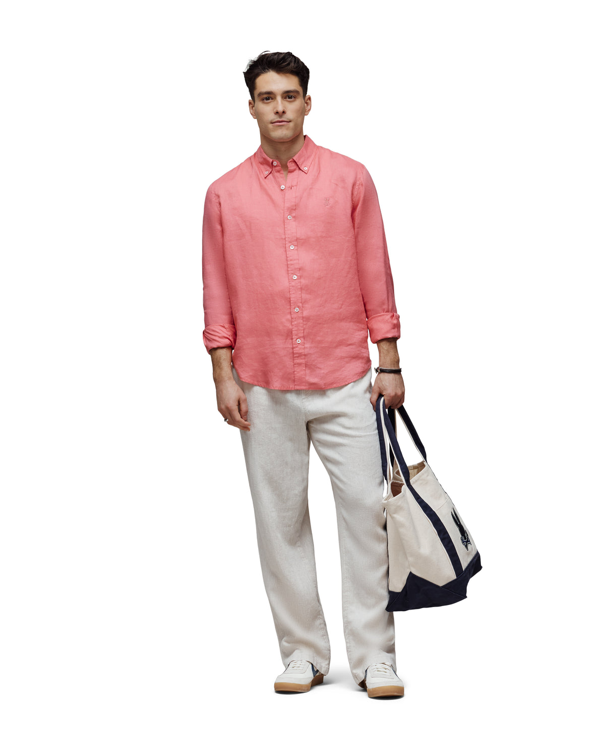 PSYCHO BUNNY CAMISA MANGA LARGA DE LINO ALDINE PARA CABALLERO HOMBRE ROJO B6C678C200663