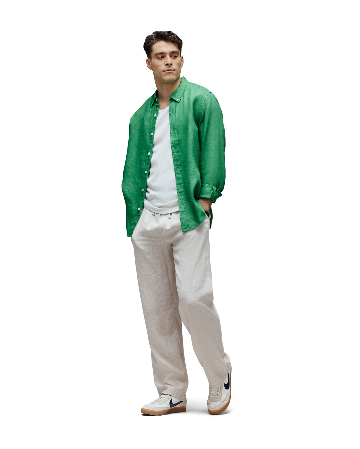 PSYCHO BUNNY CAMISA MANGA LARGA DE LINO ALDINE PARA CABALLERO HOMBRE VERDE B6C678C200321