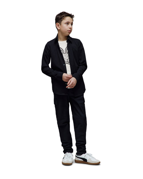 CAMISA M/L PSYCHO BUNNY PARA NIÑO COLOR NEGRO B0C713A200BLK