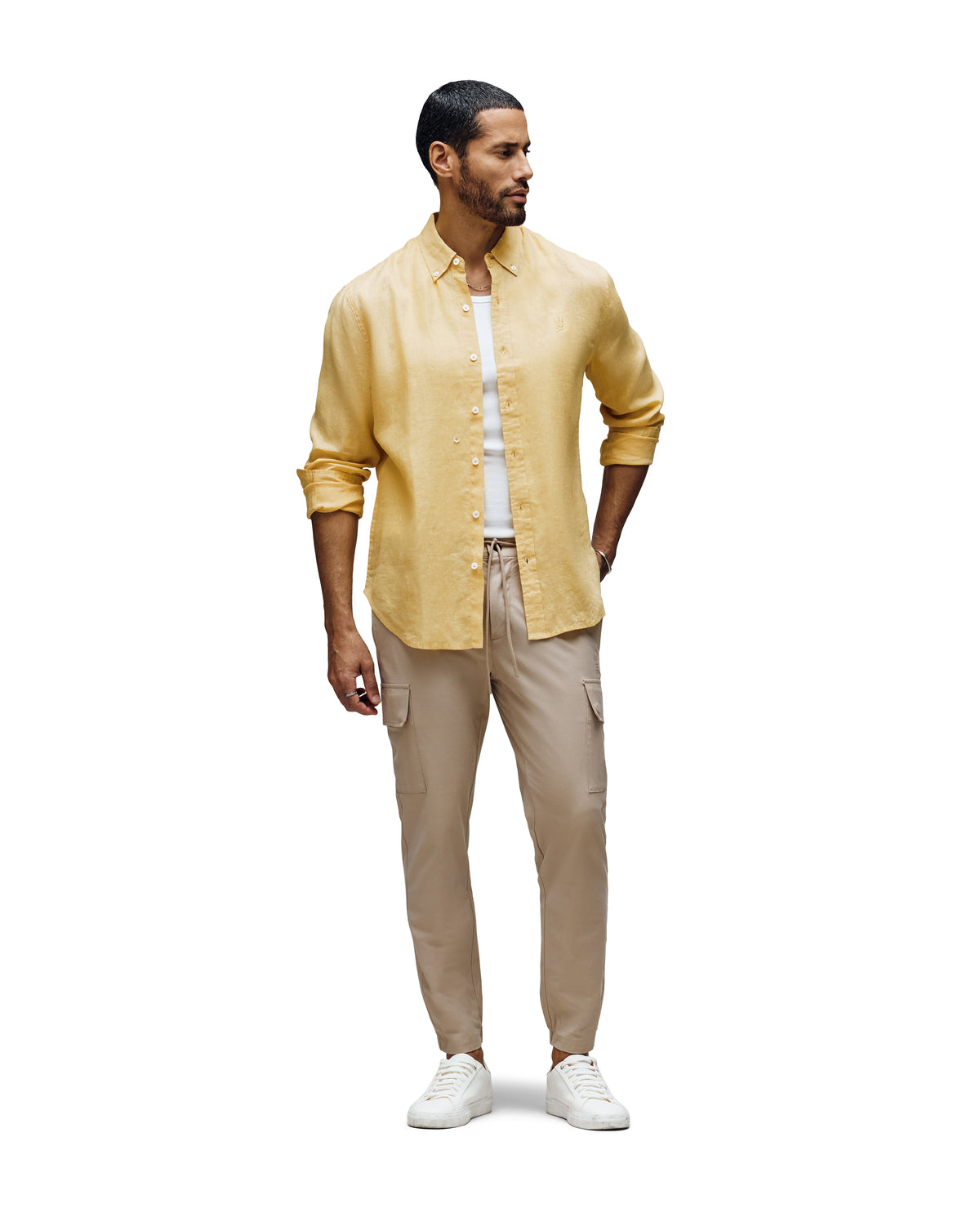 CAMISA M/L PSYCHO BUNNY PARA HOMBRE COLOR AMARILLO B6C678C200SRS