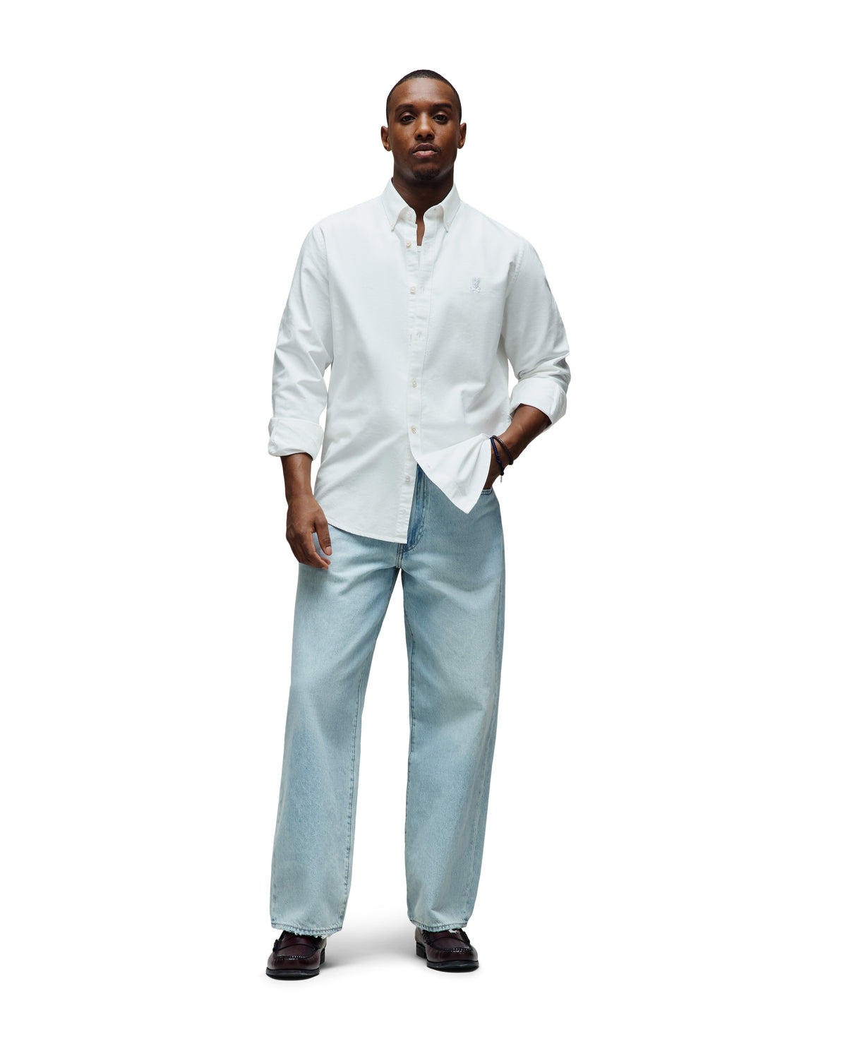 CAMISA M/L PSYCHO BUNNY PARA HOMBRE COLOR BLANCO MT0300156100